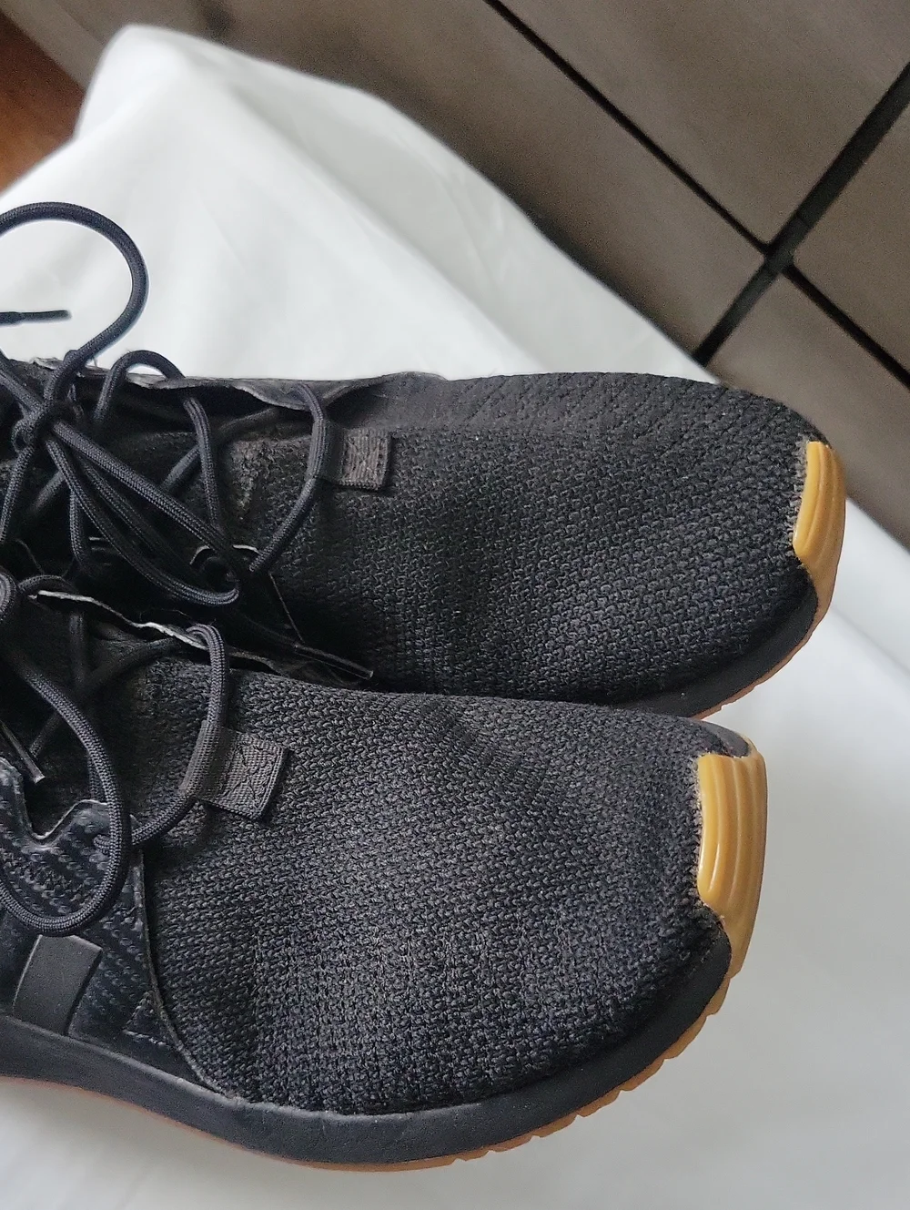 Adidas Men's Black Athletic Sneakers with Gum Sole